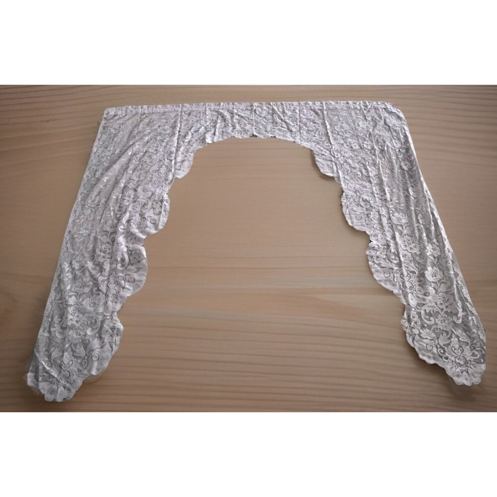 JCP Home Shari Mauve Pink Lace Floral Curtain Swag Valance Set 82"W x 72"L